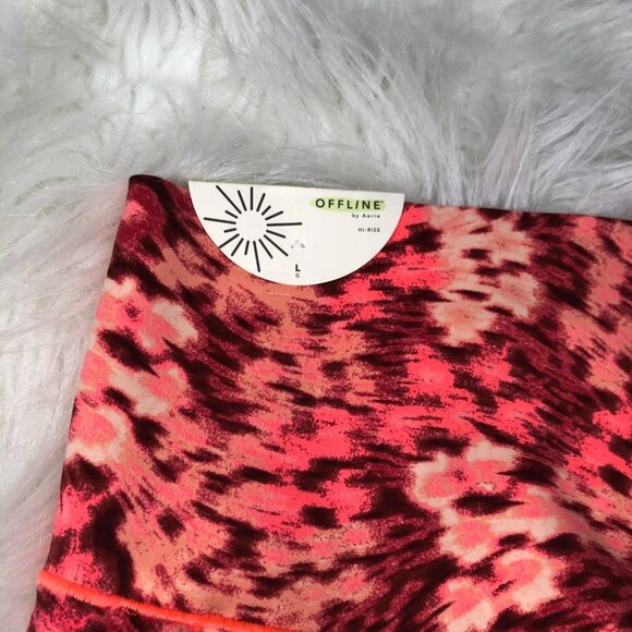 Aerie Offline Womens Leggings Large Red Stretch Hi Rise Super Flare Workout Pant - Picture 5 of 6